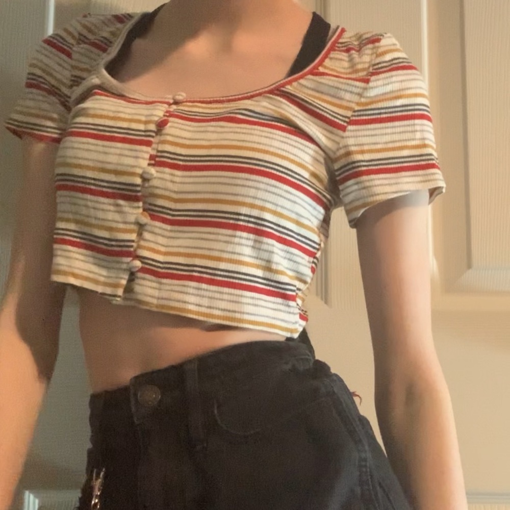 Striped Wild Honey cropped tee